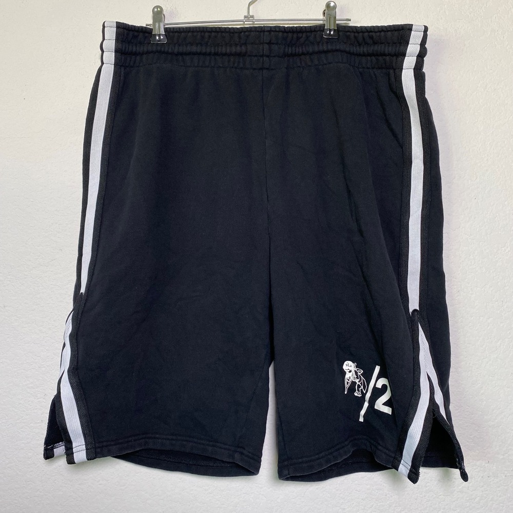 PRPS Mens Black Side Stripe Sweat Shorts XL Cherub Logo Graphic‎ Athletic Lounge